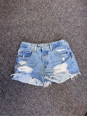 Levi's Light Blue Ripped Denim Shorts